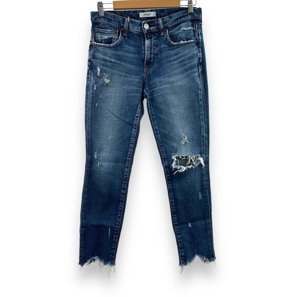 Moussy Vintage Glendele Skinny Leg Distressed Raw Hem Jeans Sz 27 - Picture 2 of 13